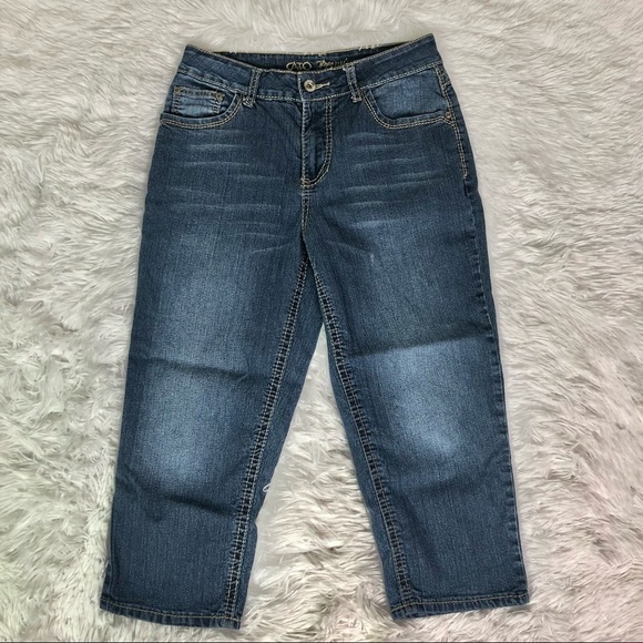 Cato Cropped Jeans Sz 4 Embroidered Pockets - Picture 3 of 7